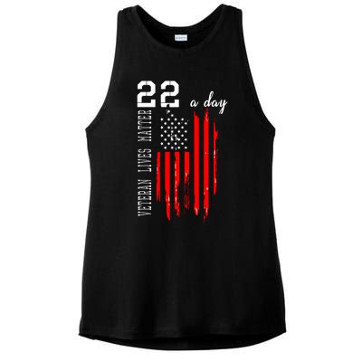 Veteran Lives Matter Suicide Awareness PTSD Veteran 22 Day Ladies PosiCharge Tri-Blend Wicking Tank