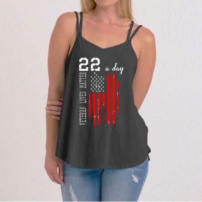 Veteran Lives Matter Suicide Awareness PTSD Veteran 22 Day Women's Strappy Tank