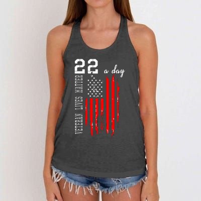 Veteran Lives Matter Suicide Awareness PTSD Veteran 22 Day Women's Knotted Racerback Tank