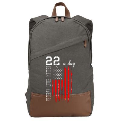 Veteran Lives Matter Suicide Awareness PTSD Veteran 22 Day Cotton Canvas Backpack