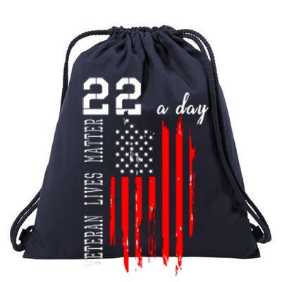 Veteran Lives Matter Suicide Awareness PTSD Veteran 22 Day Drawstring Bag