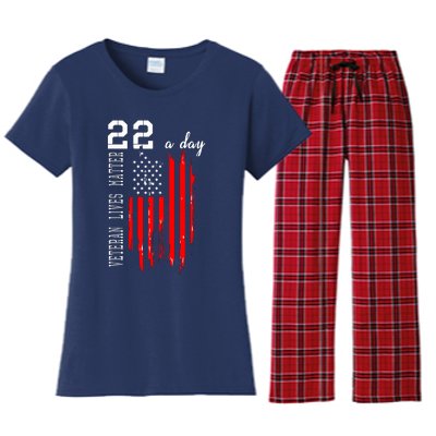 Veteran Lives Matter Suicide Awareness PTSD Veteran 22 Day Women's Flannel Pajama Set