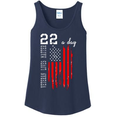 Veteran Lives Matter Suicide Awareness PTSD Veteran 22 Day Ladies Essential Tank