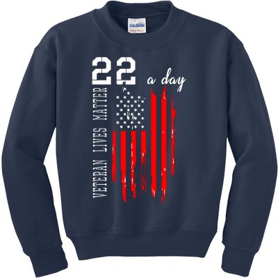 Veteran Lives Matter Suicide Awareness PTSD Veteran 22 Day Kids Sweatshirt