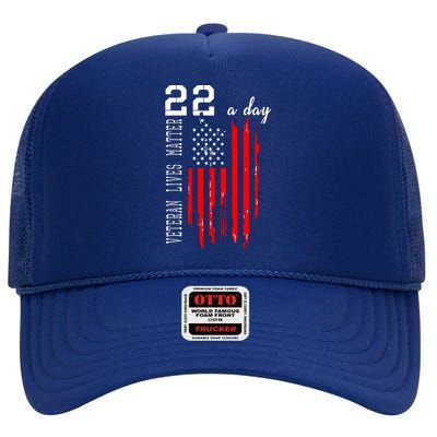 Veteran Lives Matter Suicide Awareness PTSD Veteran 22 Day High Crown Mesh Back Trucker Hat