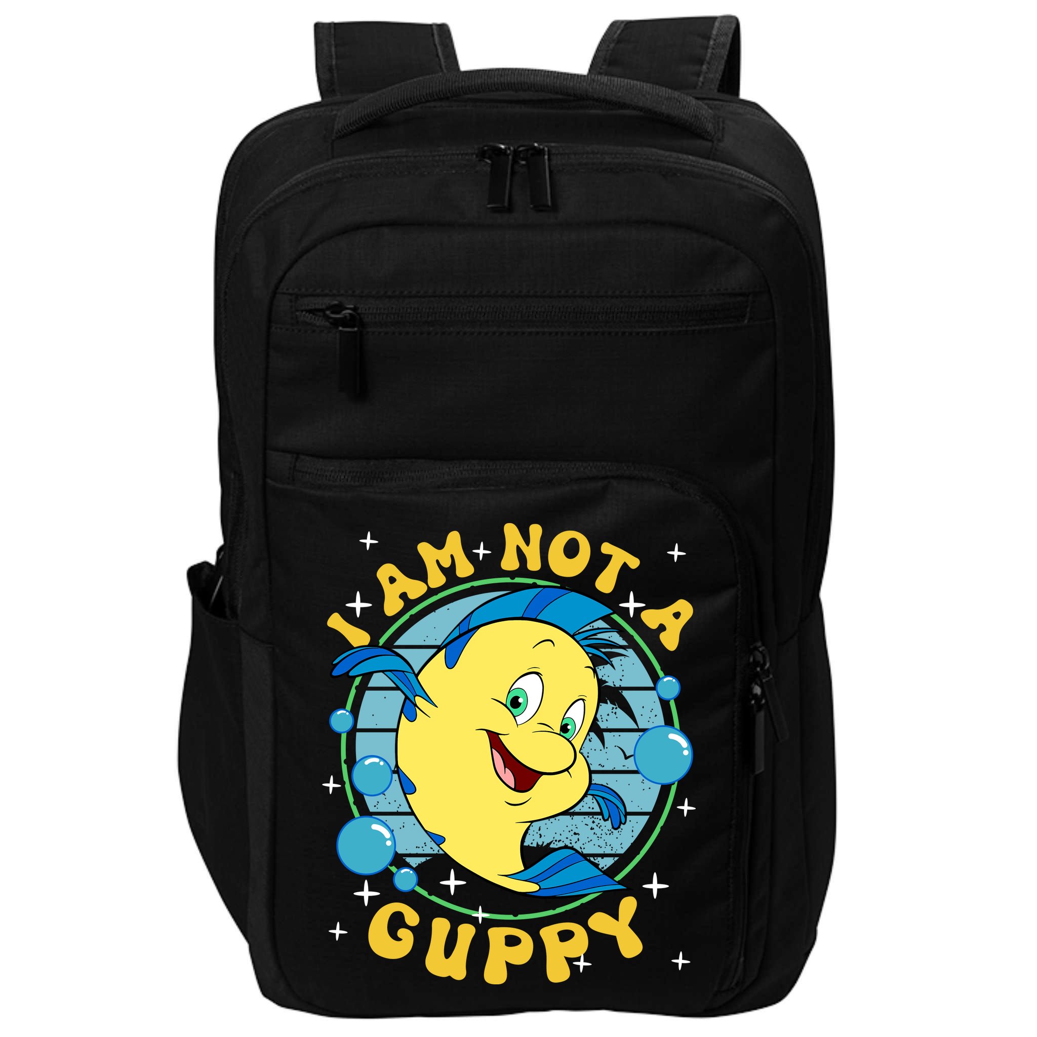 Vintage Little Mermaid Flounder I Am Not A Guppy Flounder Fish Magic Impact Tech Backpack