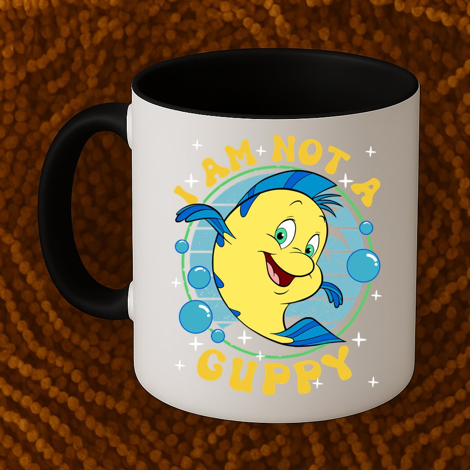 Vintage Little Mermaid Flounder I Am Not A Guppy Flounder Fish Magic Mug