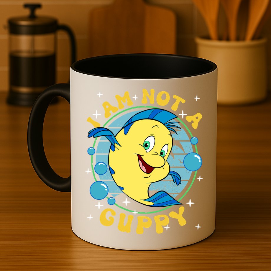 Vintage Little Mermaid Flounder I Am Not A Guppy Flounder Fish Magic Mug