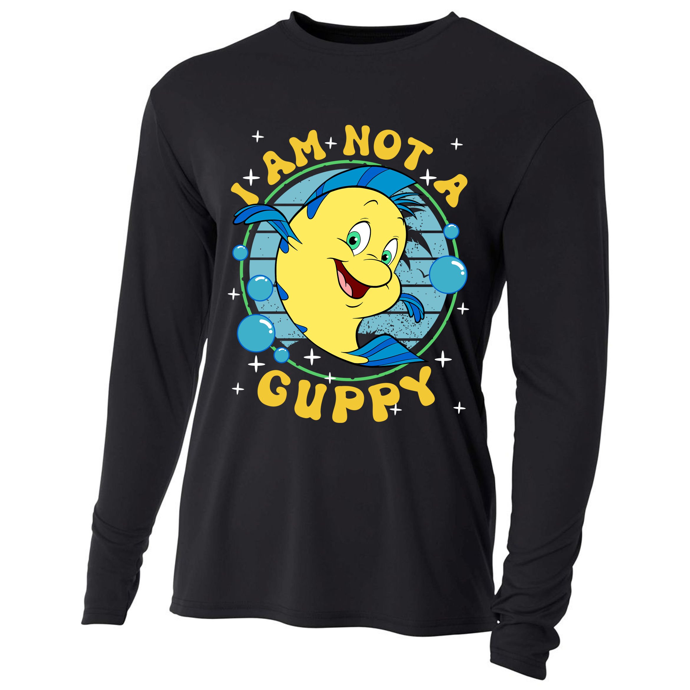 Vintage Little Mermaid Flounder I Am Not A Guppy Flounder Fish Magic Cooling Performance Long Sleeve Crew