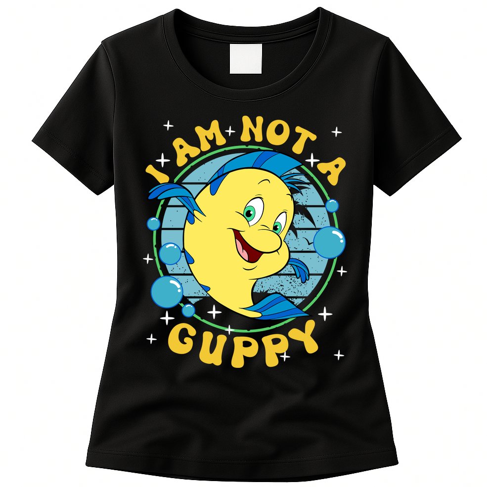 Vintage Little Mermaid Flounder I Am Not A Guppy Flounder Fish Magic Womens T-Shirt