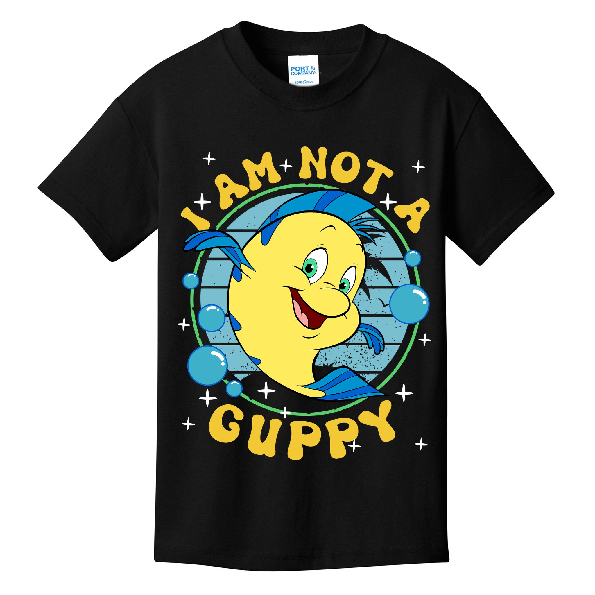 Vintage Little Mermaid Flounder I Am Not A Guppy Flounder Fish Magic Kids T-Shirt
