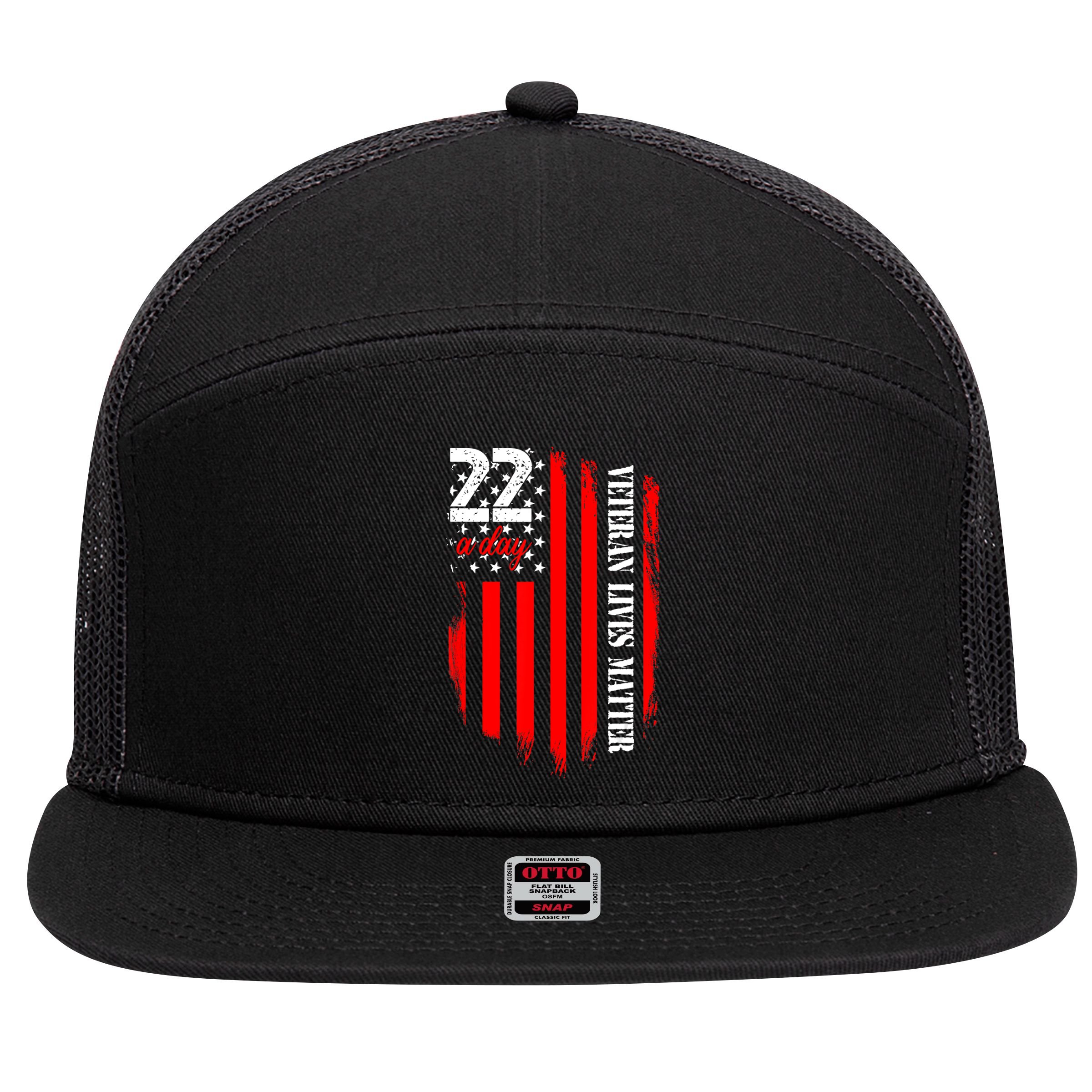 Veteran Lives Matter Suicide Awareness Ptsd Veteran 22 Day 7 Panel Mesh Trucker Snapback Hat