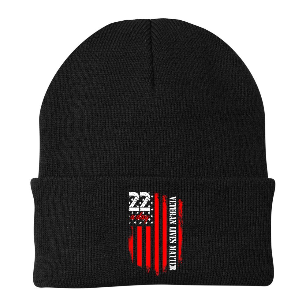 Veteran Lives Matter Suicide Awareness Ptsd Veteran 22 Day Beanie