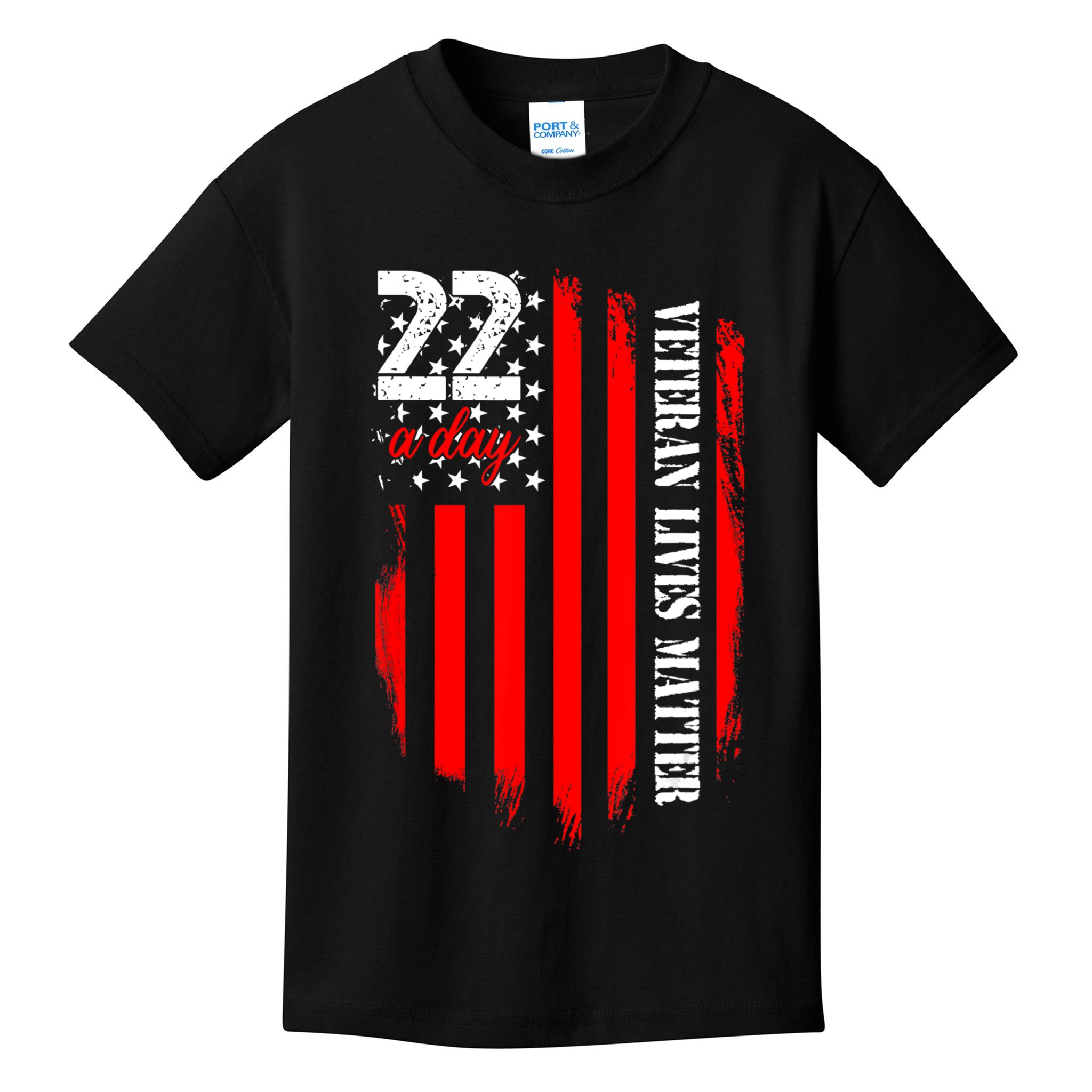 Veteran Lives Matter Suicide Awareness Ptsd Veteran 22 Day Kids T-Shirt