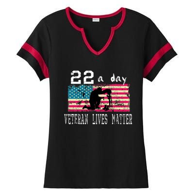 Veteran Lives Matter Suicide Awareness Ptsd Veteran 22 A Day Gift Ladies Halftime Notch Neck Tee