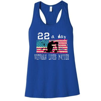 Veteran Lives Matter Suicide Awareness Ptsd Veteran 22 A Day Gift Women's Racerback Tank