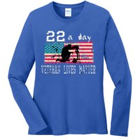 Veteran Lives Matter Suicide Awareness Ptsd Veteran 22 A Day Gift Ladies Long Sleeve Shirt