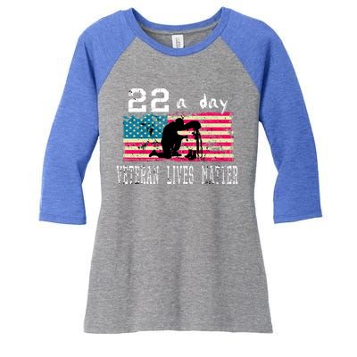 Veteran Lives Matter Suicide Awareness Ptsd Veteran 22 A Day Gift Women's Tri-Blend 3/4-Sleeve Raglan Shirt