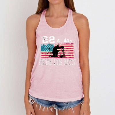 Veteran Lives Matter Suicide Awareness Ptsd Veteran 22 A Day Gift Women's Knotted Racerback Tank