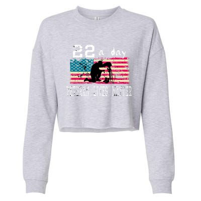 Veteran Lives Matter Suicide Awareness Ptsd Veteran 22 A Day Gift Cropped Pullover Crew