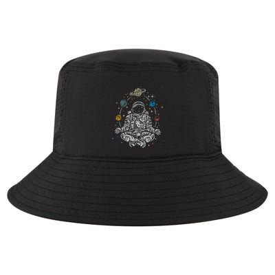 Vintage Lotus Meditating Astronaut Zen Yoga Planets Universe Gift Cool Comfort Performance Bucket Hat