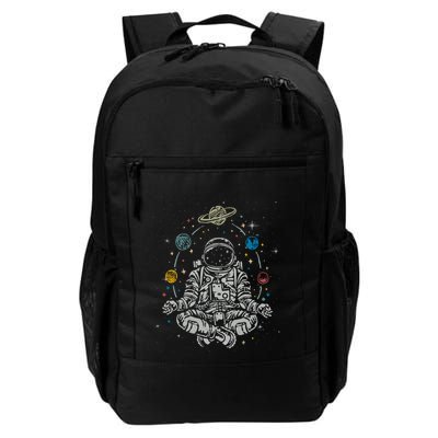 Vintage Lotus Meditating Astronaut Zen Yoga Planets Universe Gift Backpack