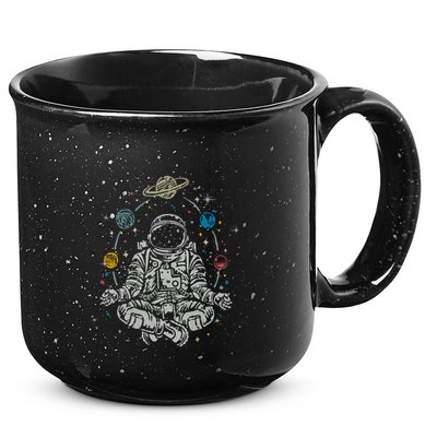 Vintage Lotus Meditating Astronaut Zen Yoga Planets Universe Gift 15oz Campfire Ceramic Mug