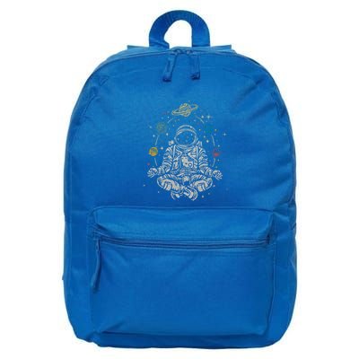 Vintage Lotus Meditating Astronaut Zen Yoga Planets Universe Gift 16 in Basic Backpack