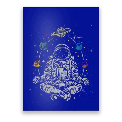 Vintage Lotus Meditating Astronaut Zen Yoga Planets Universe Gift Poster
