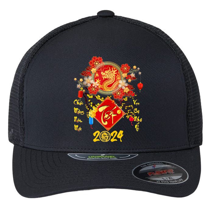 Vietnamese Lunar New Year 2024 Tet Viet Chuc Mung Nam Moi Flexfit Unipanel Trucker Cap