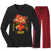 Vietnamese Lunar New Year 2024 Tet Viet Chuc Mung Nam Moi Women's Long Sleeve Flannel Pajama Set 