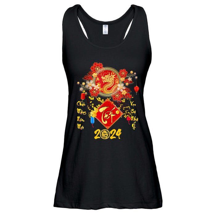 Vietnamese Lunar New Year 2024 Tet Viet Chuc Mung Nam Moi Ladies Essential Flowy Tank