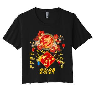 Vietnamese Lunar New Year 2024 Tet Viet Chuc Mung Nam Moi Women's Crop Top Tee