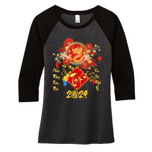 Vietnamese Lunar New Year 2024 Tet Viet Chuc Mung Nam Moi Women's Tri-Blend 3/4-Sleeve Raglan Shirt