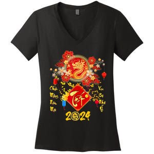 Vietnamese Lunar New Year 2024 Tet Viet Chuc Mung Nam Moi Women's V-Neck T-Shirt