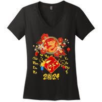 Vietnamese Lunar New Year 2024 Tet Viet Chuc Mung Nam Moi Women's V-Neck T-Shirt