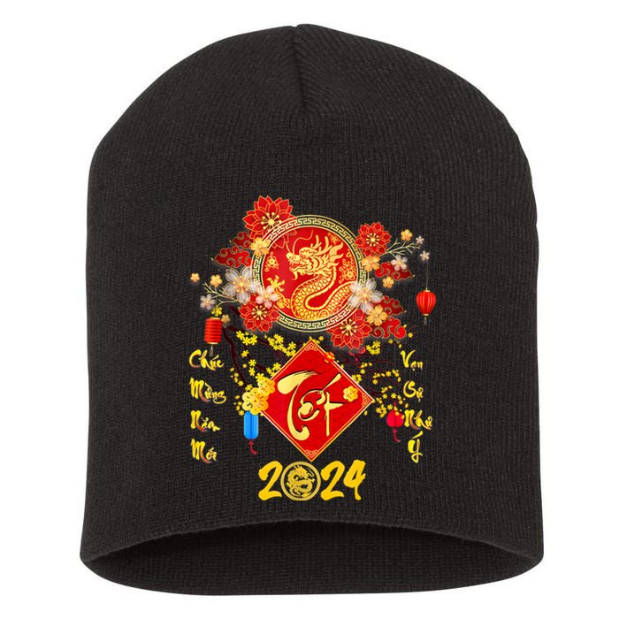 Vietnamese Lunar New Year 2024 Tet Viet Chuc Mung Nam Moi Short Acrylic Beanie