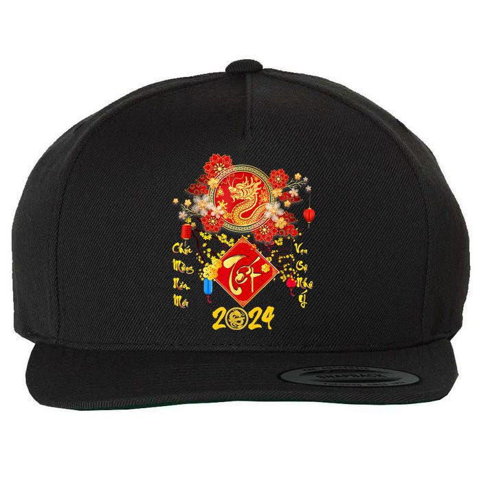 Vietnamese Lunar New Year 2024 Tet Viet Chuc Mung Nam Moi Wool Snapback Cap