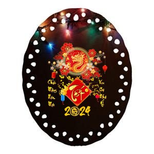 Vietnamese Lunar New Year 2024 Tet Viet Chuc Mung Nam Moi Ceramic Oval Ornament