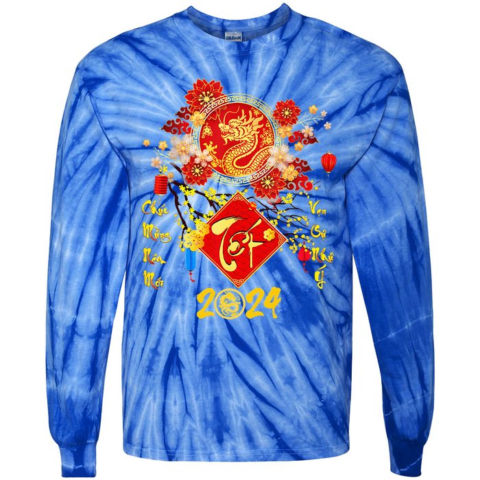 Vietnamese Lunar New Year 2024 Tet Viet Chuc Mung Nam Moi  Tie-Dye Long Sleeve Shirt