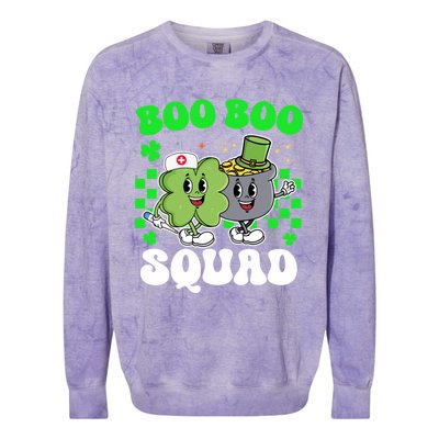 Vintage Lucky Nurse Boo Boo Squad St Patricks Day Team Gift Colorblast Crewneck Sweatshirt