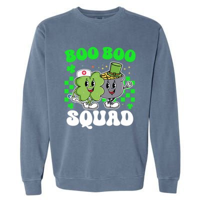 Vintage Lucky Nurse Boo Boo Squad St Patricks Day Team Gift Garment-Dyed Sweatshirt