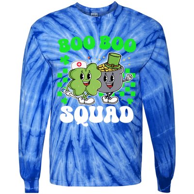 Vintage Lucky Nurse Boo Boo Squad St Patricks Day Team Gift Tie-Dye Long Sleeve Shirt