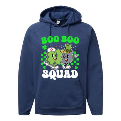 Vintage Lucky Nurse Boo Boo Squad St Patricks Day Team Gift Performance Fleece Hoodie