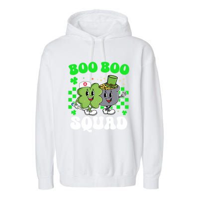 Vintage Lucky Nurse Boo Boo Squad St Patricks Day Team Gift Garment-Dyed Fleece Hoodie