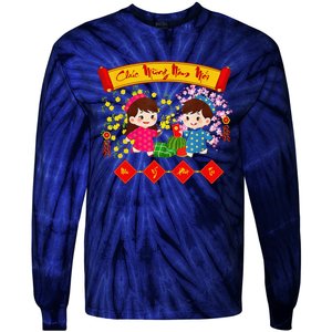 Vietnamese Lunar New Year 2025 Tet Viet Chuc Mung Nam Moi Tie-Dye Long Sleeve Shirt