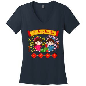 Vietnamese Lunar New Year 2025 Tet Viet Chuc Mung Nam Moi Women's V-Neck T-Shirt