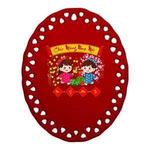 Vietnamese Lunar New Year 2025 Tet Viet Chuc Mung Nam Moi Ceramic Oval Ornament