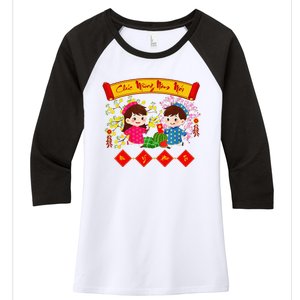 Vietnamese Lunar New Year 2025 Tet Viet Chuc Mung Nam Moi Women's Tri-Blend 3/4-Sleeve Raglan Shirt