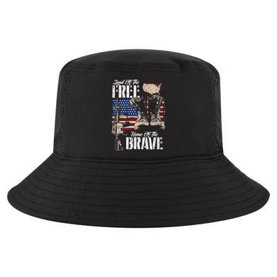 Vintage Land Of The Free Home Of The Brave U S Army Veteran Gift Cool Comfort Performance Bucket Hat